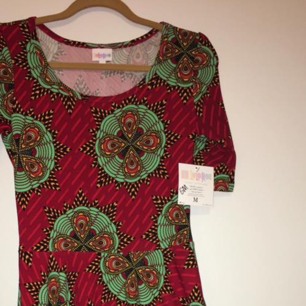 medium red print lularoe Nicole dress